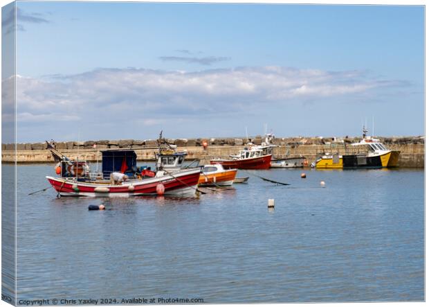 Fishing boats in Staithes harbour, North Yorkshire Canvas Print by Chris Yaxley