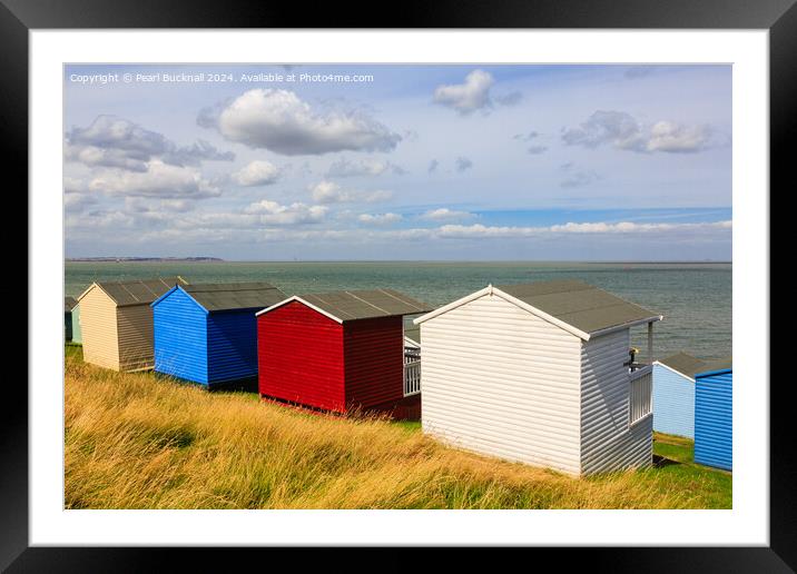 Whitstable Beach Huts in Kent Framed Mounted Print by Pearl Bucknall
