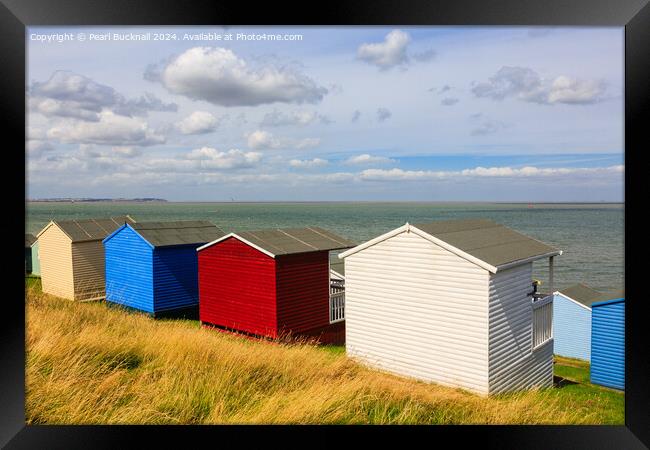 Whitstable Beach Huts in Kent Framed Print by Pearl Bucknall