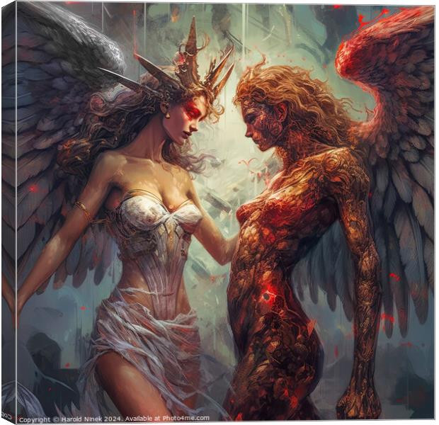 Angel and Demon Canvas Print by Harold Ninek