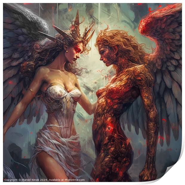 Angel and Demon Print by Harold Ninek