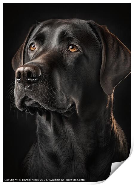 Black Labrador Print by Harold Ninek
