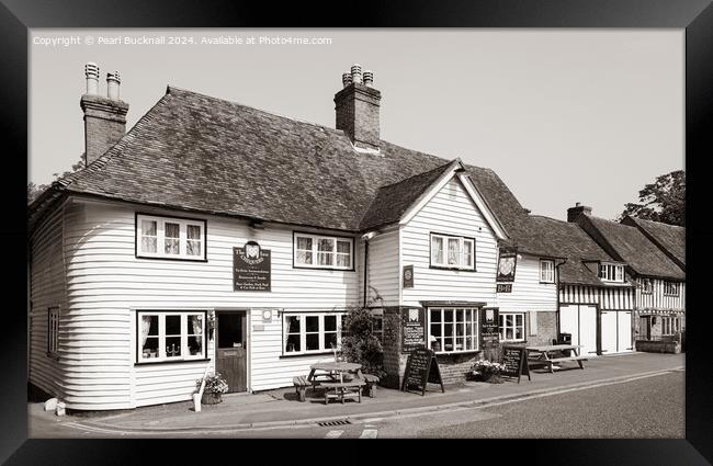 The Chequers Inn Smarden Village Kent in Sepia Framed Print by Pearl Bucknall
