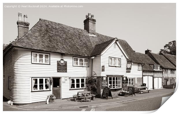 The Chequers Inn Smarden Village Kent in Sepia Print by Pearl Bucknall
