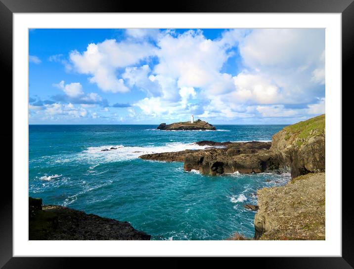 Godrevy Lighthouse Cornwall  Framed Mounted Print by Beryl Curran