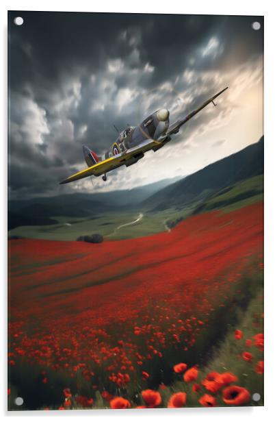 For King and Country Supermarine Spitfire Acrylic by J Biggadike