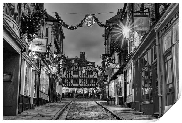 Steep Hill Lincoln BW Print by Alison Chambers