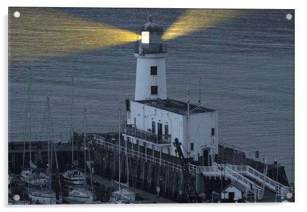 Scarborough Lighthouse Beams Acrylic by Alison Chambers