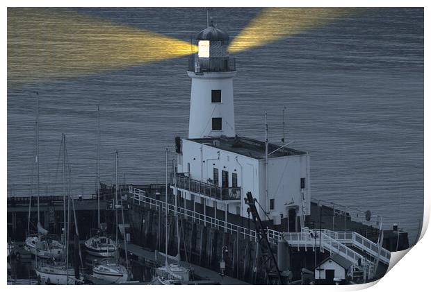 Scarborough Lighthouse Beams Print by Alison Chambers