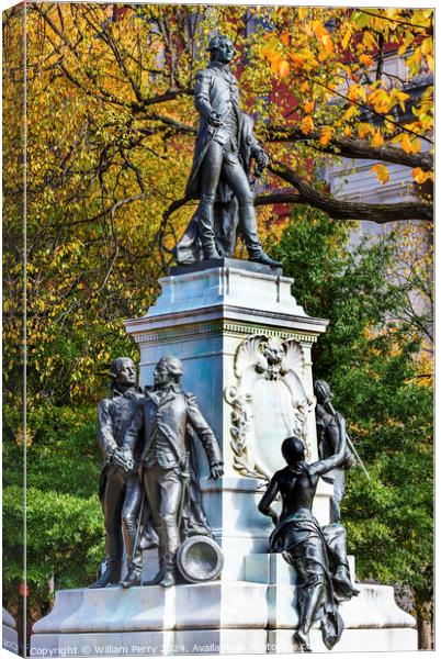 General Lafayette Statue Lafayette Park Autumn Washington DC Canvas Print by William Perry