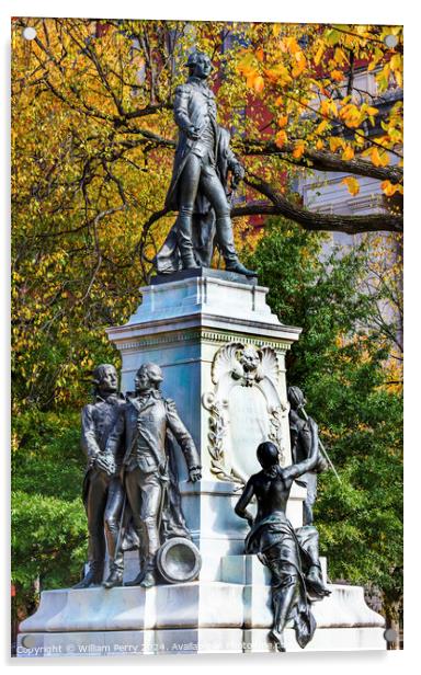 General Lafayette Statue Lafayette Park Autumn Washington DC Acrylic by William Perry