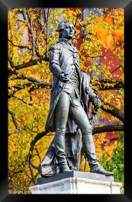 General Lafayette Statue Lafayette Park Autumn Washington DC Framed Print by William Perry
