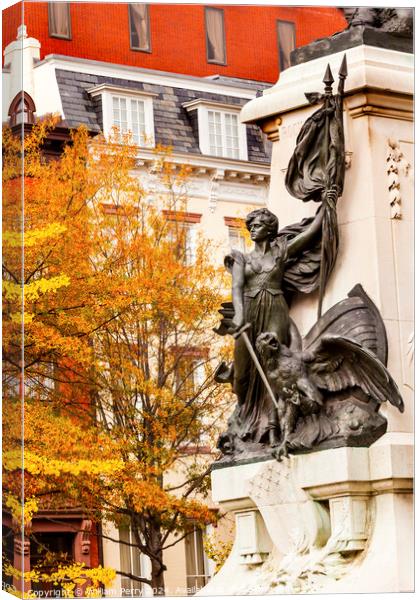 Lady Liberty General Rochambeau Statue Lafayette Park Autumn Was Canvas Print by William Perry