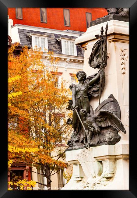 Lady Liberty General Rochambeau Statue Lafayette Park Autumn Was Framed Print by William Perry