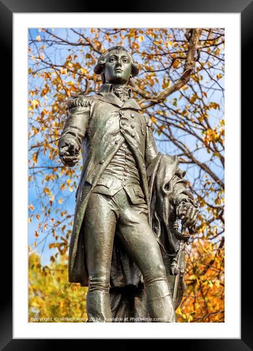 General Lafayette Statue Lafayette Park Autumn Washington DC Framed Mounted Print by William Perry