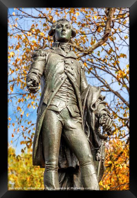 General Lafayette Statue Lafayette Park Autumn Washington DC Framed Print by William Perry