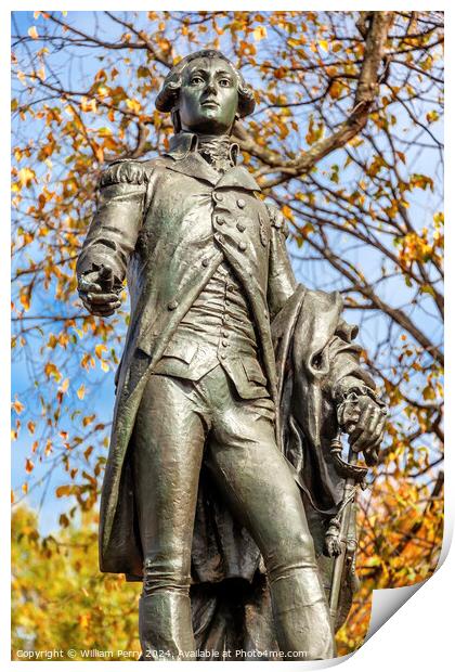 General Lafayette Statue Lafayette Park Autumn Washington DC Print by William Perry