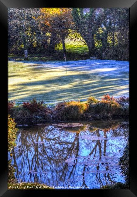 Frosty Morning Golf Green  Framed Print by David Pyatt