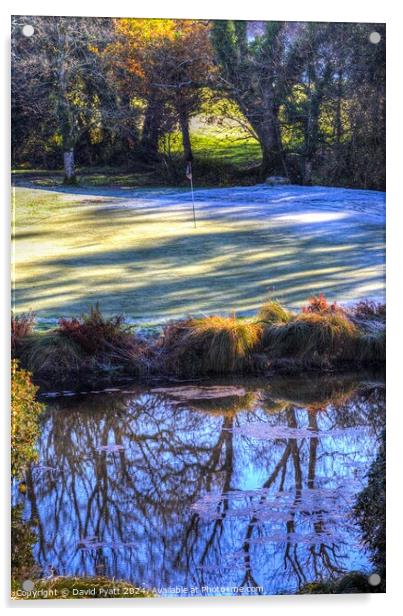 Frosty Morning Golf Green  Acrylic by David Pyatt