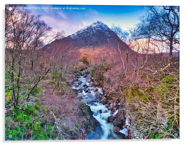 Buachaille Etive Mòr and the River Coupall Acrylic by Navin Mistry