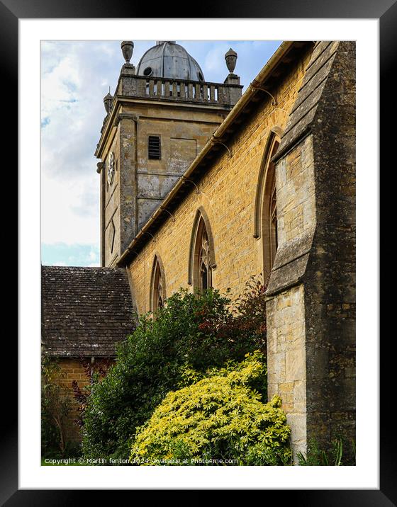 St Lawrence church Bourton on the water Framed Mounted Print by Martin fenton