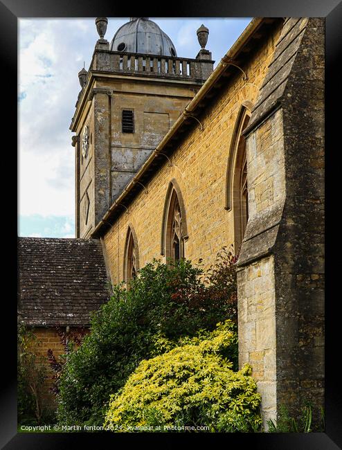 St Lawrence church Bourton on the water Framed Print by Martin fenton