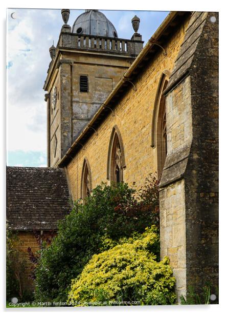 St Lawrence church Bourton on the water Acrylic by Martin fenton