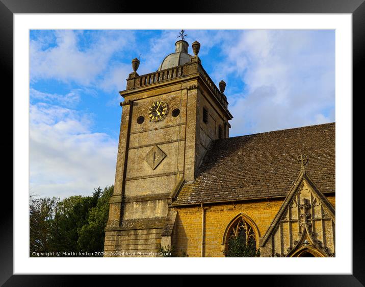 Bourton on the water spectacular  church tower  Framed Mounted Print by Martin fenton