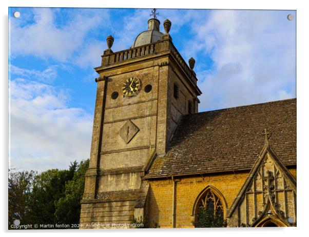 Bourton on the water spectacular  church tower  Acrylic by Martin fenton