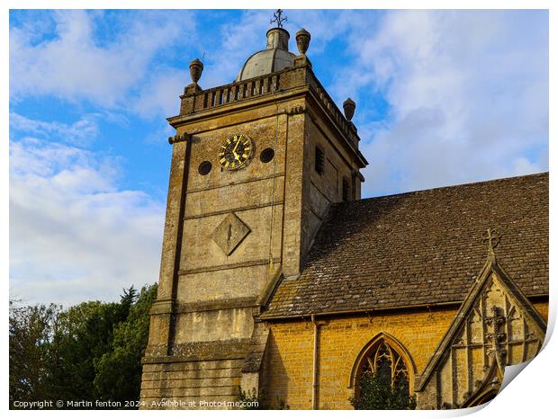Bourton on the water spectacular  church tower  Print by Martin fenton