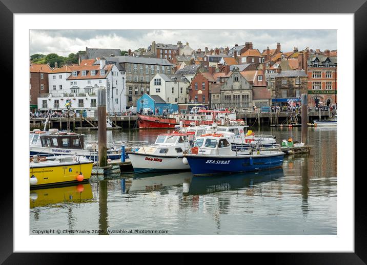Fishing boats in Whitby harbour Framed Mounted Print by Chris Yaxley