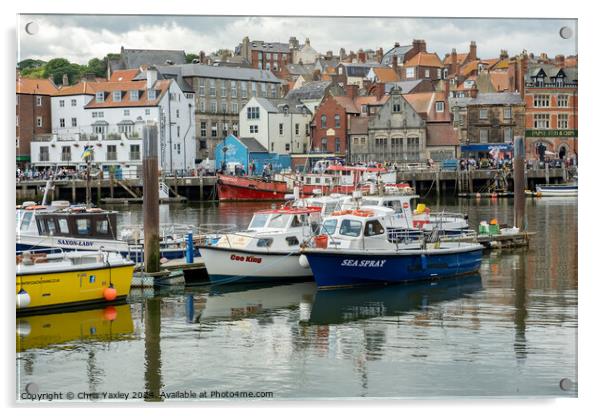Fishing boats in Whitby harbour Acrylic by Chris Yaxley