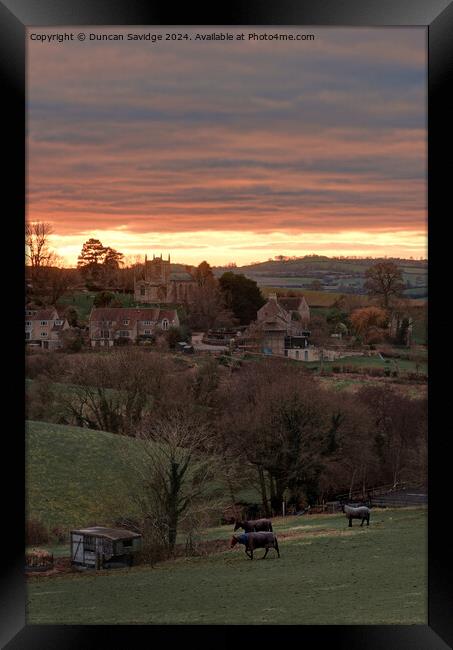 Inglescombe Farm at Sunset Framed Print by Duncan Savidge