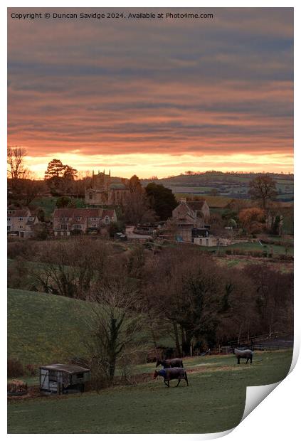 Inglescombe Farm at Sunset Print by Duncan Savidge