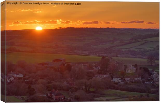 Englishcombe village sunset, Somerset Canvas Print by Duncan Savidge