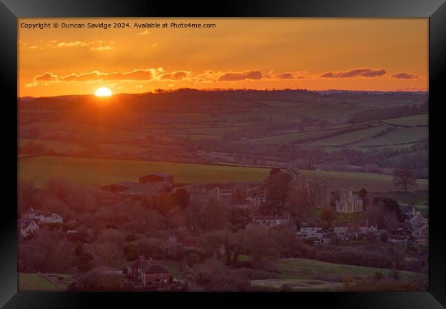 Englishcombe village sunset, Somerset Framed Print by Duncan Savidge