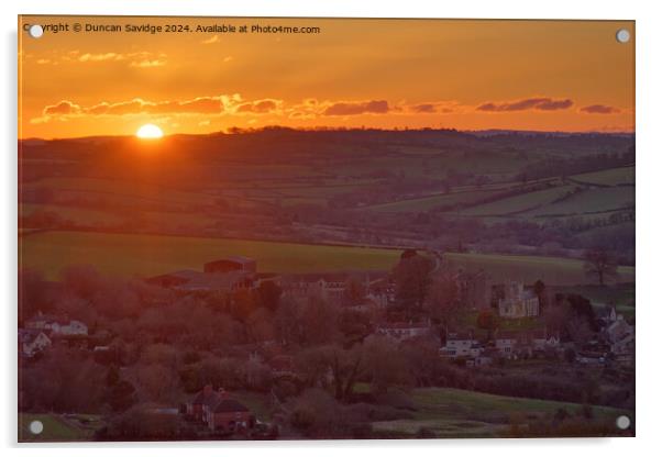 Englishcombe village sunset, Somerset Acrylic by Duncan Savidge