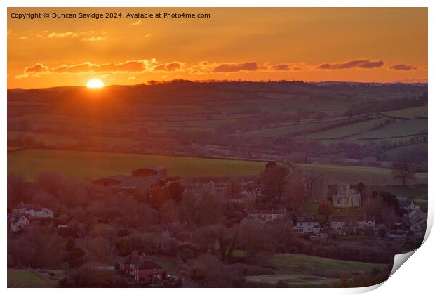 Englishcombe village sunset, Somerset Print by Duncan Savidge