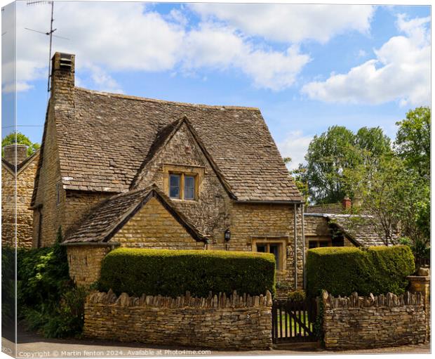 Cotswold cottage Lower Slaughter Canvas Print by Martin fenton