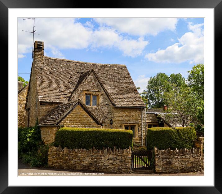 Cotswold cottage Lower Slaughter Framed Mounted Print by Martin fenton