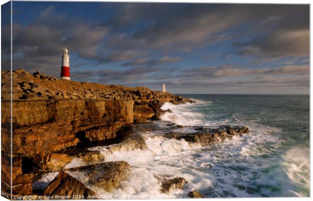 Portland Bill Lighthouse at Sunset Canvas Print by Paul Brewer