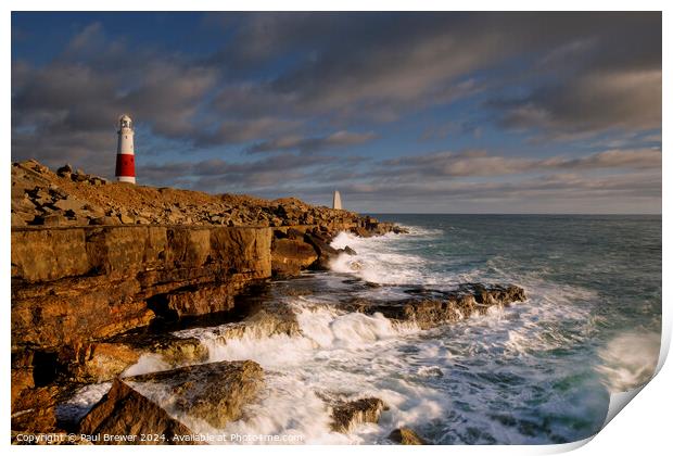Portland Bill Lighthouse at Sunset Print by Paul Brewer