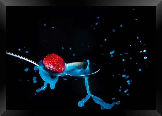 Strawberry Splash Framed Print by Antonio Ribeiro
