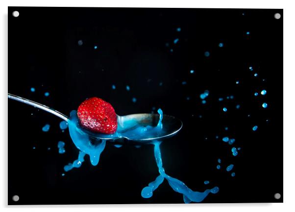 Strawberry Splash Acrylic by Antonio Ribeiro
