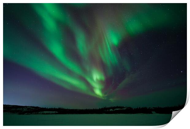 Aurora Borealis, Northern Lights, at Yellowknife, Northwest Territories, Canada Print by Chun Ju Wu