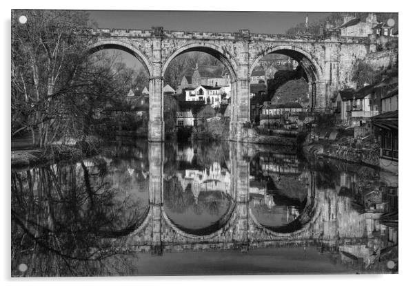 Knaresborough Viaduct BW Acrylic by Alison Chambers