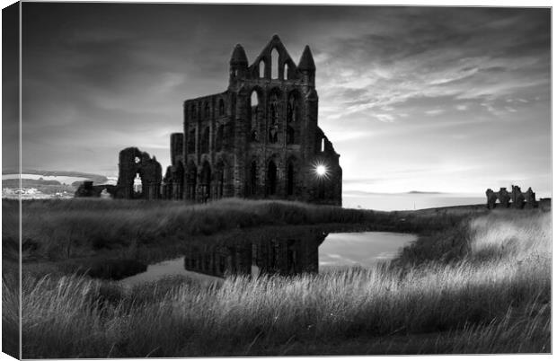 Whitby Abbey BW Canvas Print by Alison Chambers
