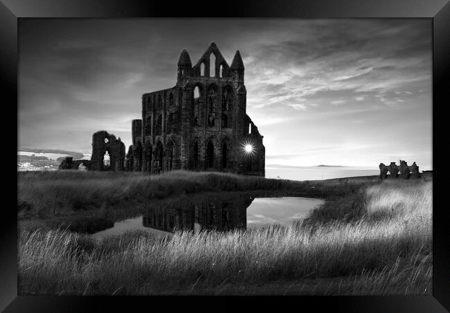 Whitby Abbey BW Framed Print by Alison Chambers