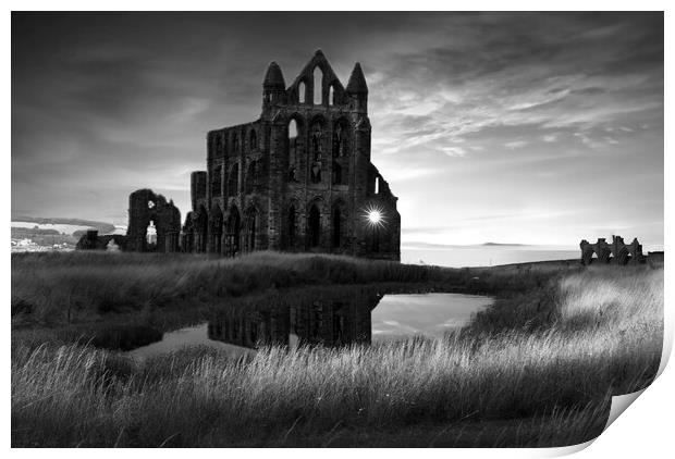 Whitby Abbey BW Print by Alison Chambers