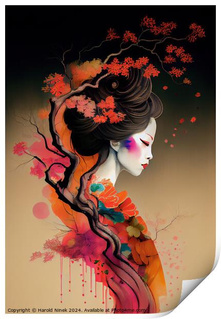 Geisha in Bloom Print by Harold Ninek